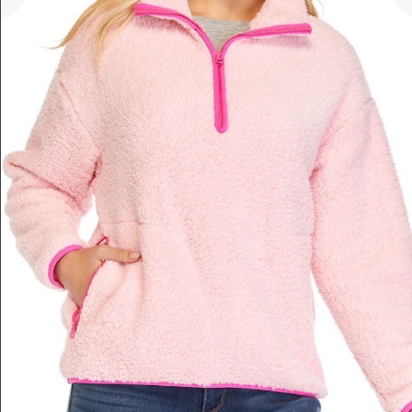 Crown & Ivy Half Zip Pink Sherpa Pullover size S - Picture 10 of 14